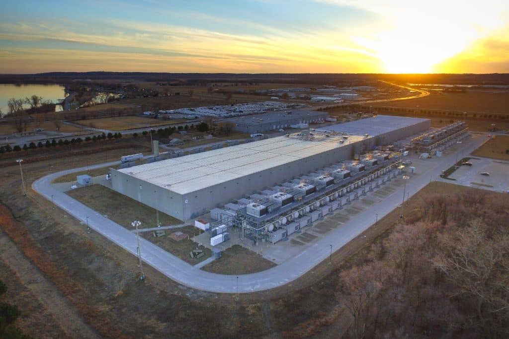 Aerial view of the Google Data Center in Council Bluffs, IA.