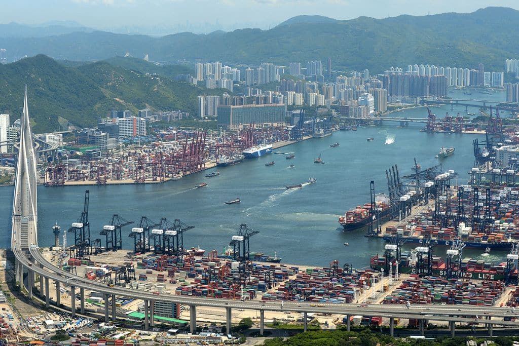 The Port of Hong Kong, located by the South China Sea.