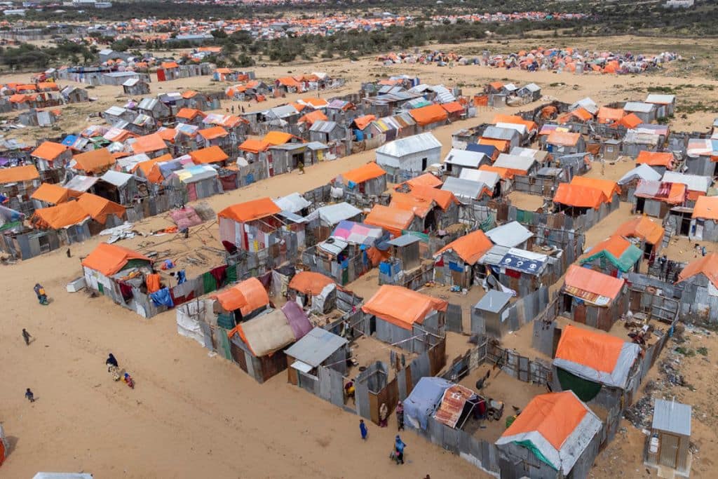 View of Daynile, Mogadishu, a district in Somalia hosting large numbers of displaced persons who had to abandon their homes due to drought. C