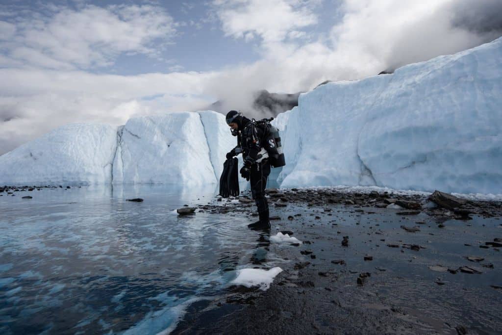 Exploring glaciers in Alaska.