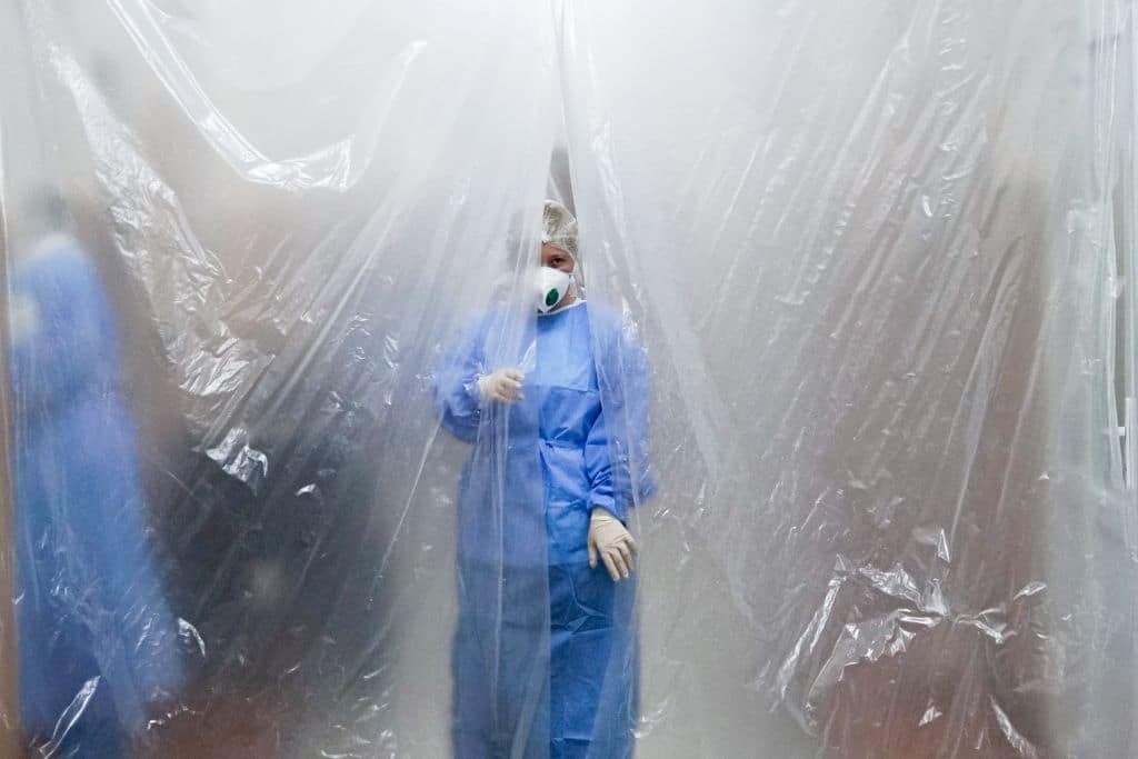 A scene from a hospital in Chernivtsi, Ukraine, during the Covid-19 pandemic in May 2020.