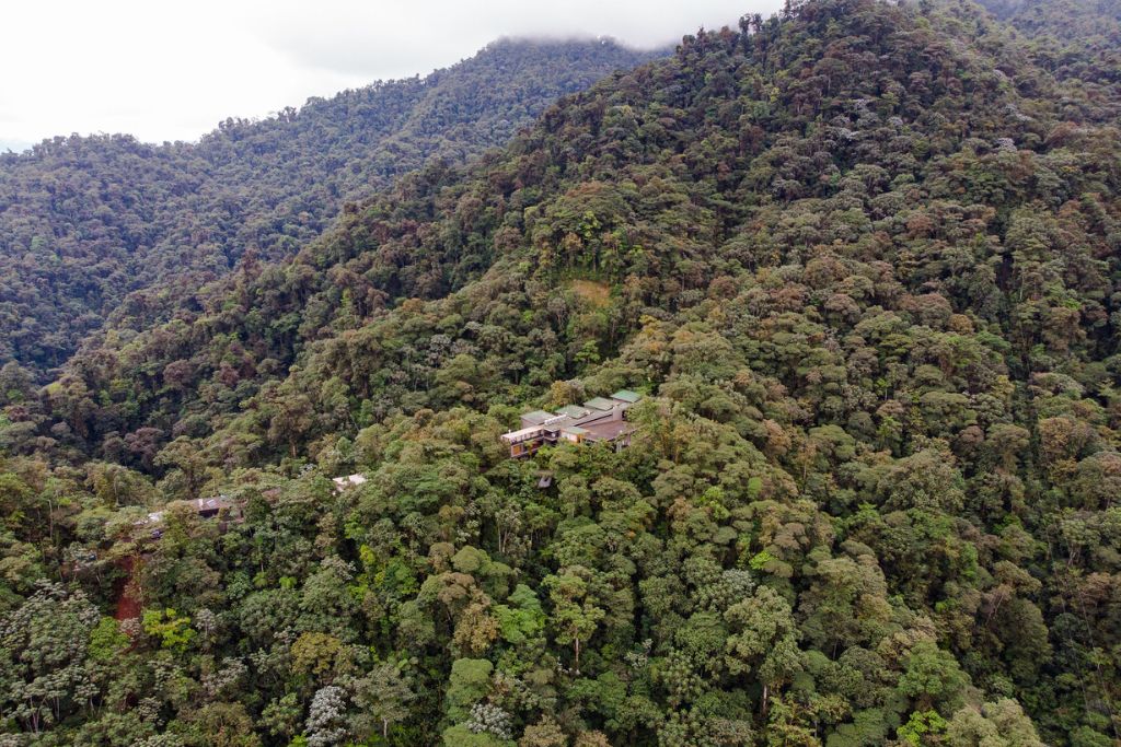 Aerial shot of Mashpi lodge, Ecuador